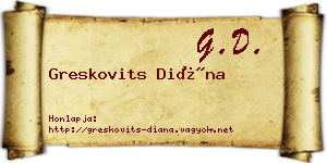 Greskovits Diána névjegykártya